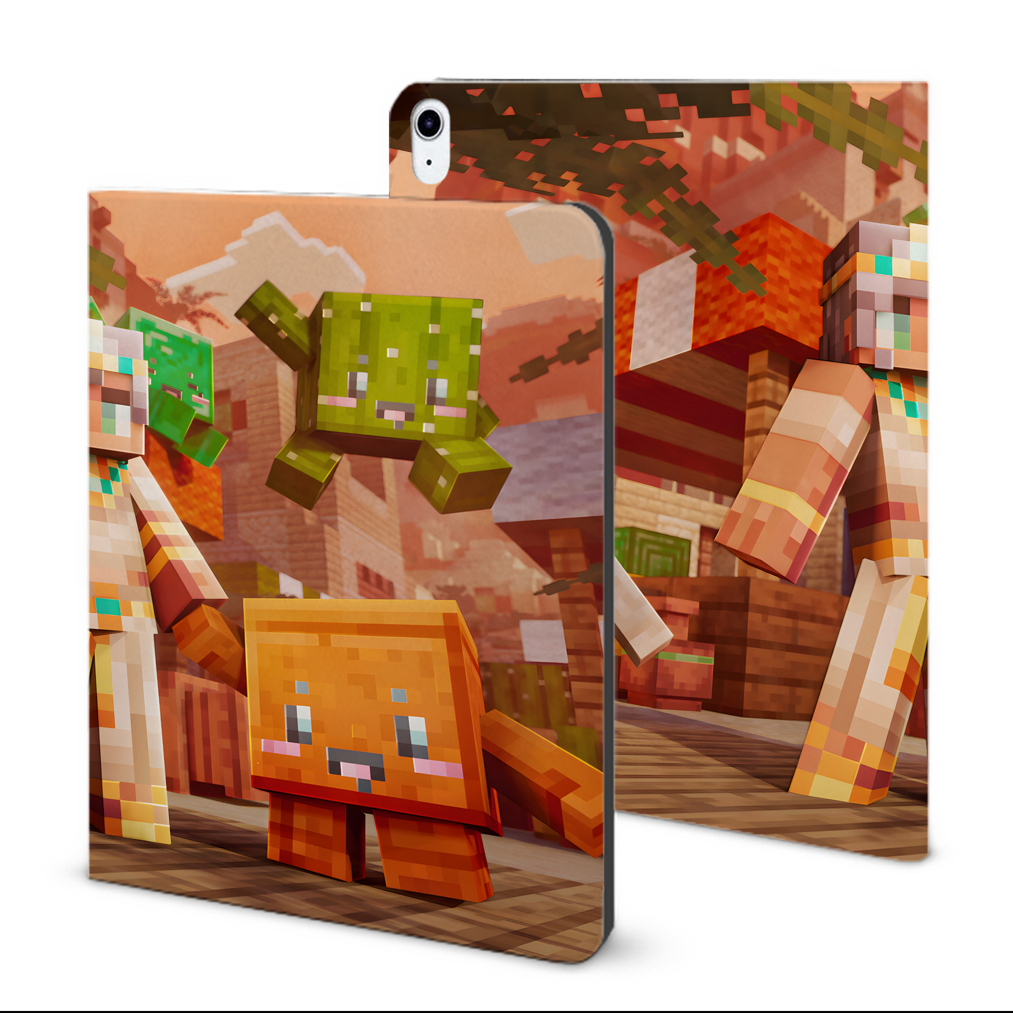 （画像用） マインクラフト ブロックの世界 Minecraft MC Block world IPad ケース ブック型 PUレザー TPU 耐衝撃 軽量 薄型 ペン収納なし 全面保護 IPad 各モデル対応
